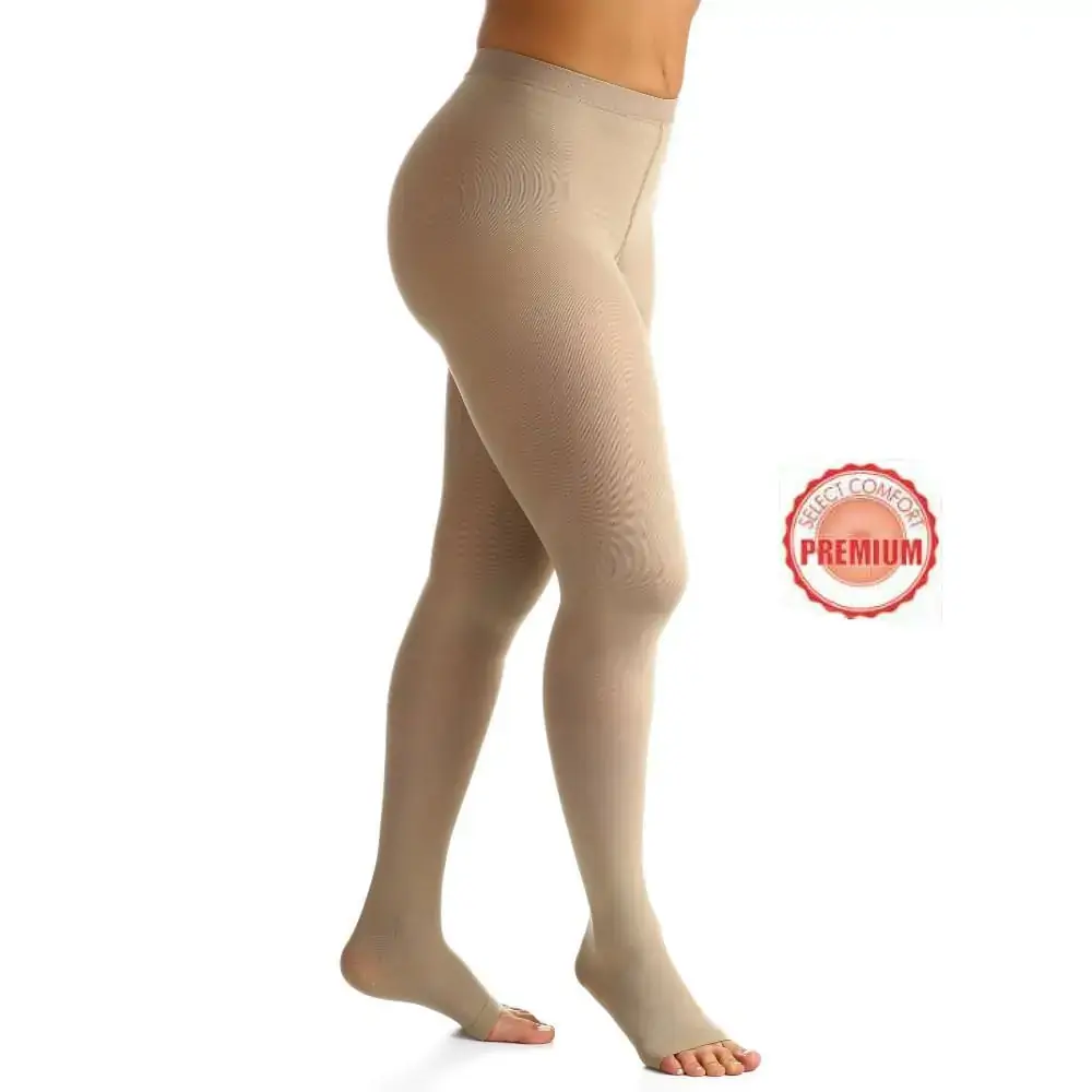 Meia Calça AT 863 30-40 Mmhg Ponteira Aberta Sigvaris Grande Longa Natural