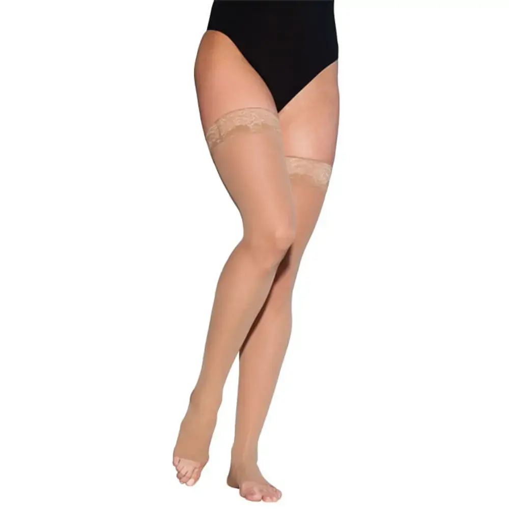 Meia 7/8 Meia Coxa AF 782A Ever Sheer Ponteira Aberta Sigvaris Pequena Normal Natural Escuro