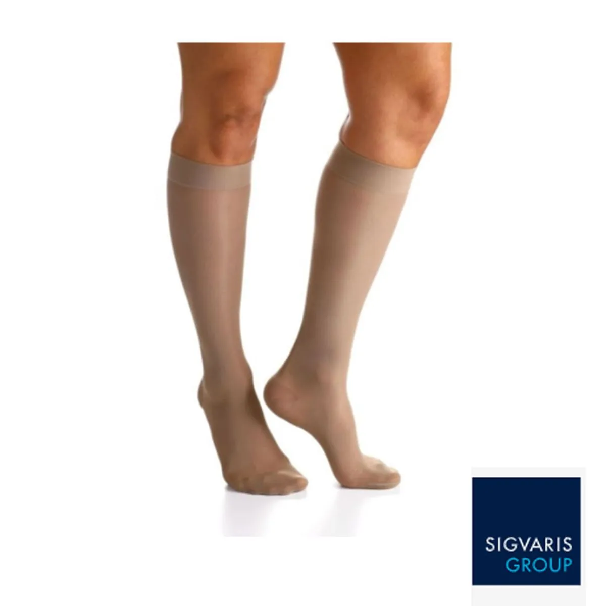 Meia 3/4 Ever Sheer Sigvaris - 20-30 mmHg - Fechada - Natural - P3