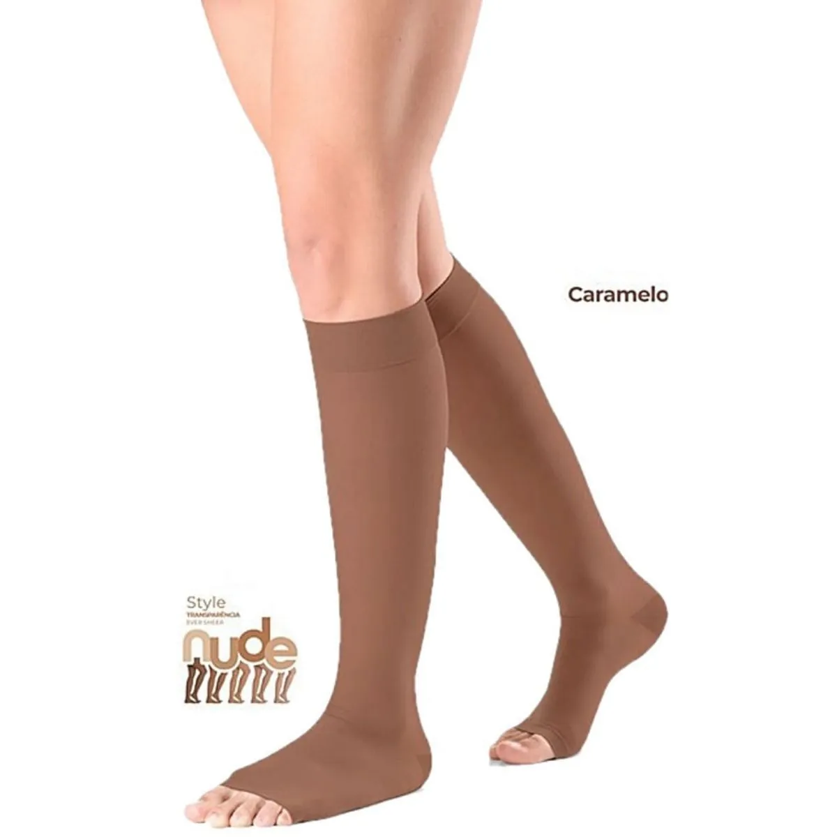 Meia 3/4 Ever Sheer Sigvaris - 20-30 mmHg - Aberta - Caramelo - M2