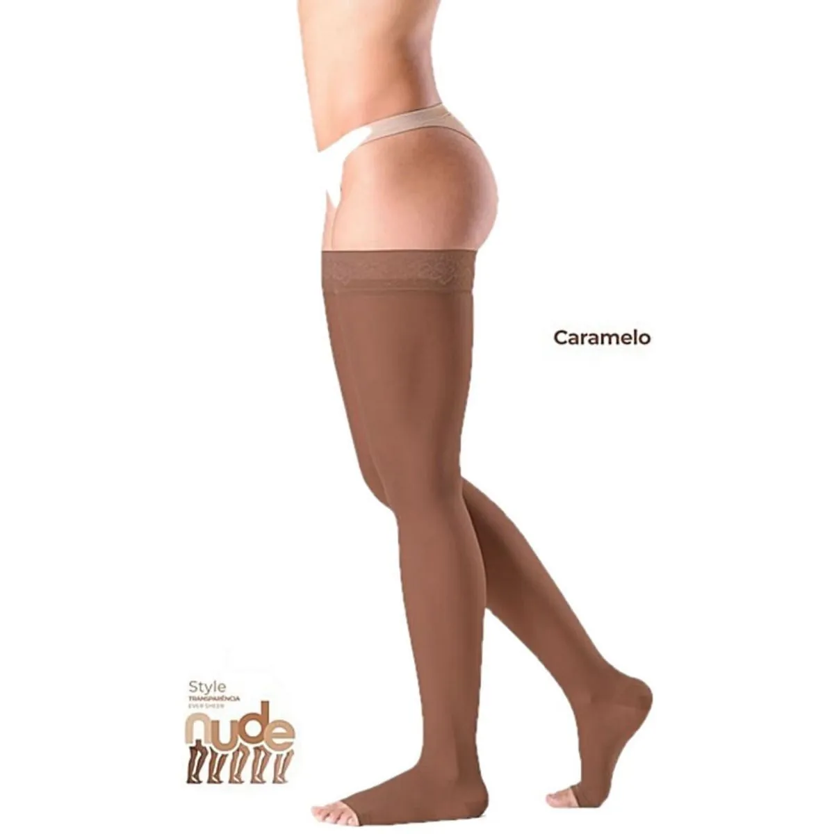 Meia 7/8 Ever Sheer 20-30 mmHg Aberta Caramelo Tam G2