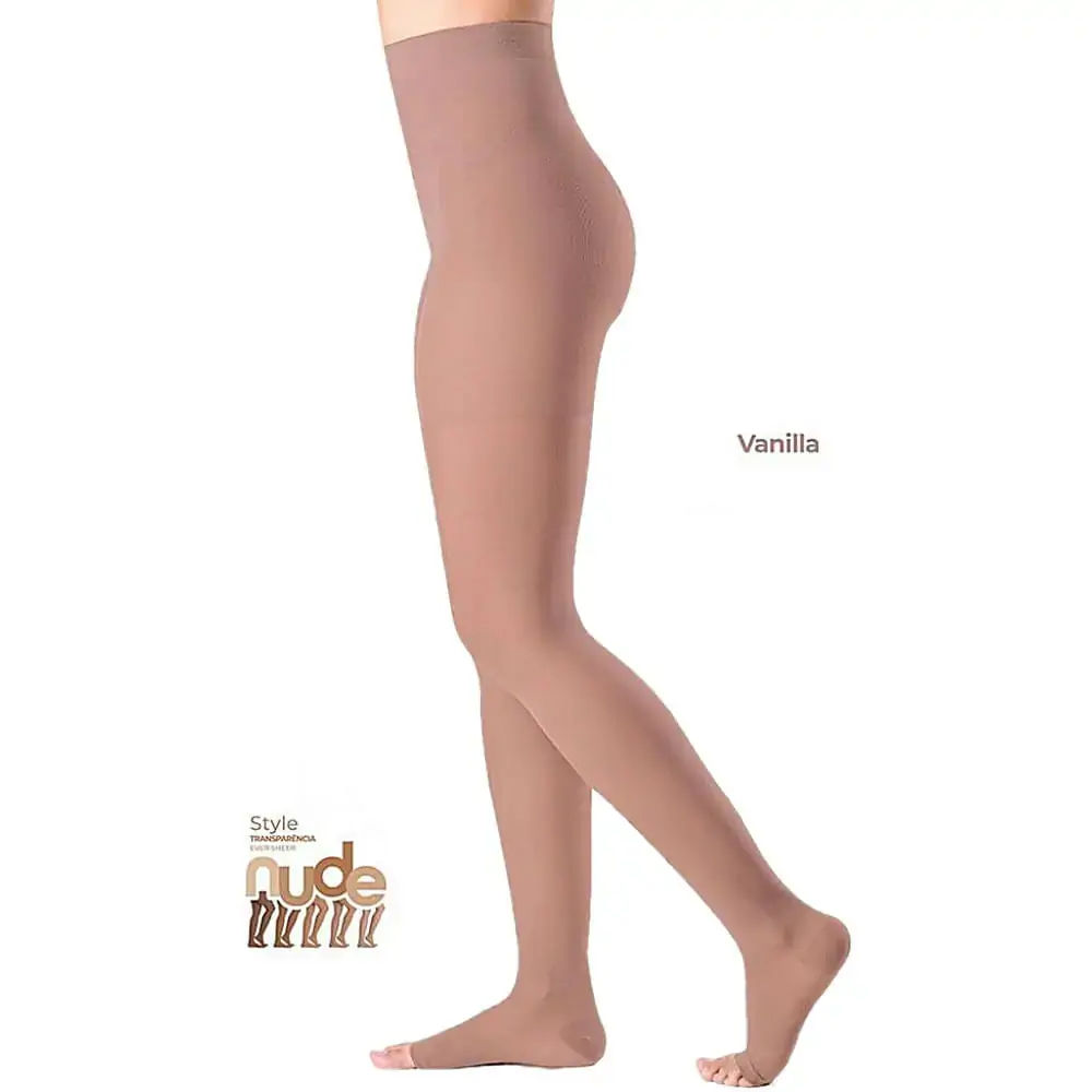 Meia Calça Sigvaris Ever Sheer - Média Compressão - Aberta - Vanilla - Tam M2