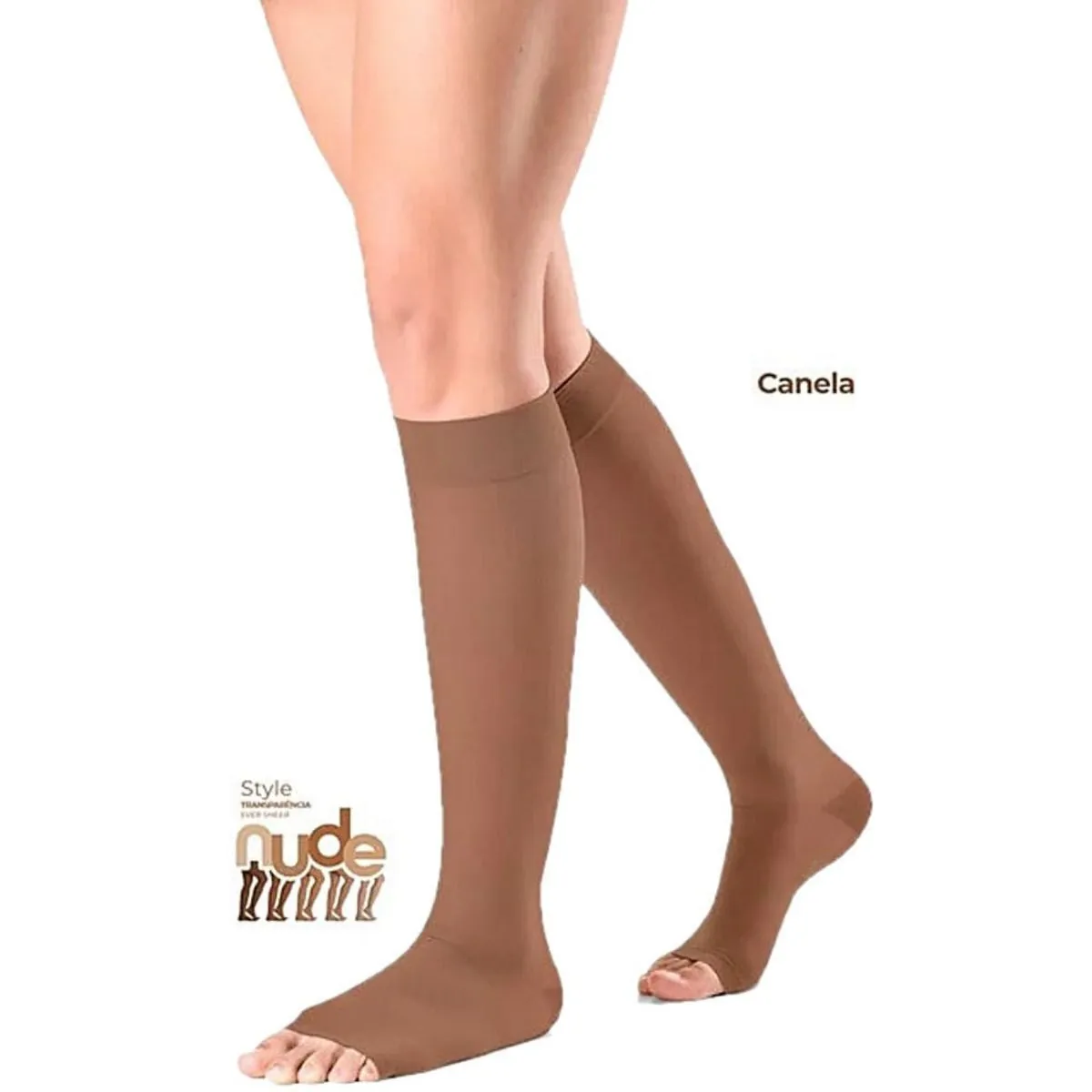 Meia 3/4 Ever Sheer Sigvaris - 20-30 mmHg - Aberta - Canela - P2