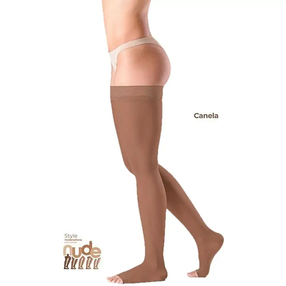 Meia Coxa Sigvaris Ever Sheer - Média Compressão - Aberta - Canela - Tam M2