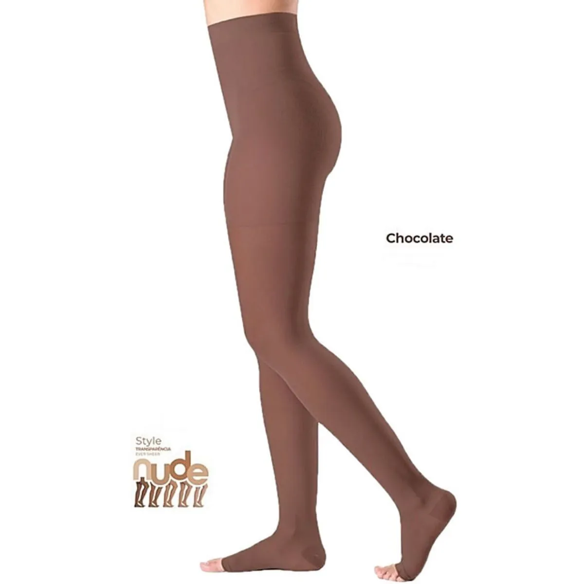 Meia-Calça Ever Sheer 20-30mmHg Aberta Chocolate P3