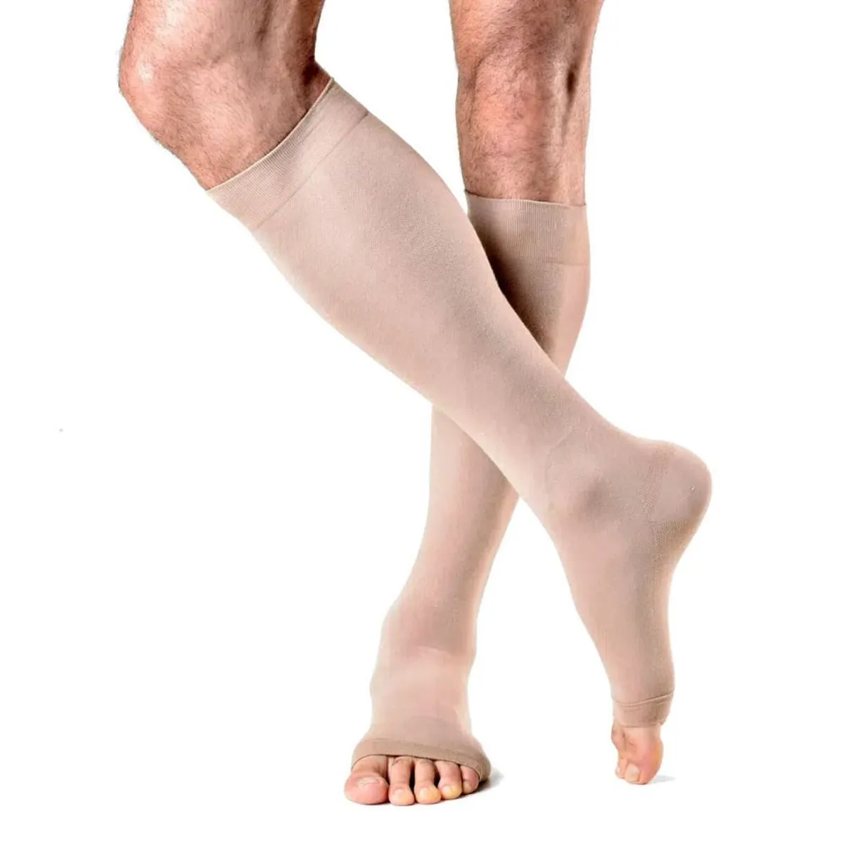 Meia 3/4 Casual Sigvaris 20-30mmHg Aberta Bege Tam G3