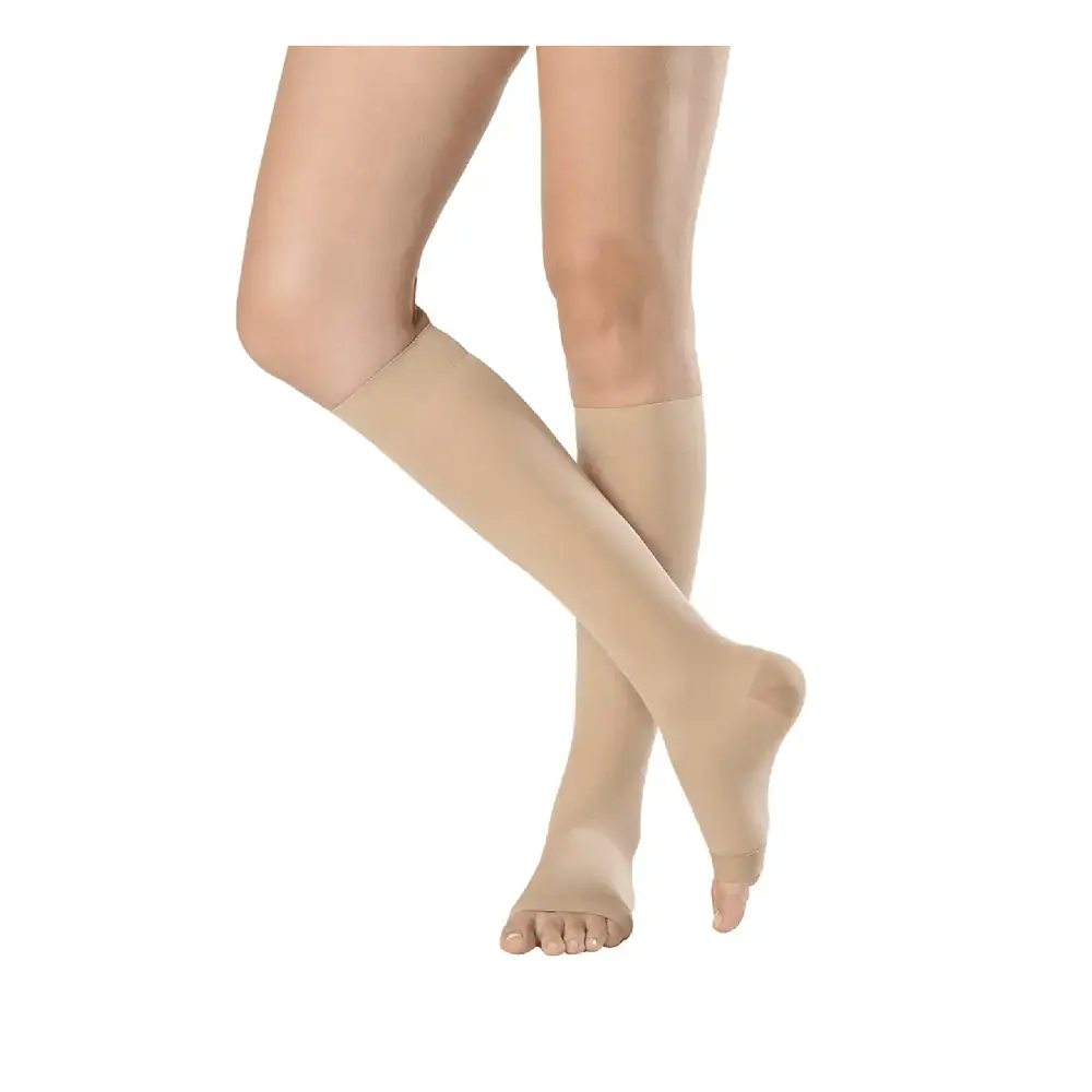 Meia Panturrilha Feminina Attiva Alta Compressão 20-30mmHg - Ponteira Fechada Natural Tamanho G