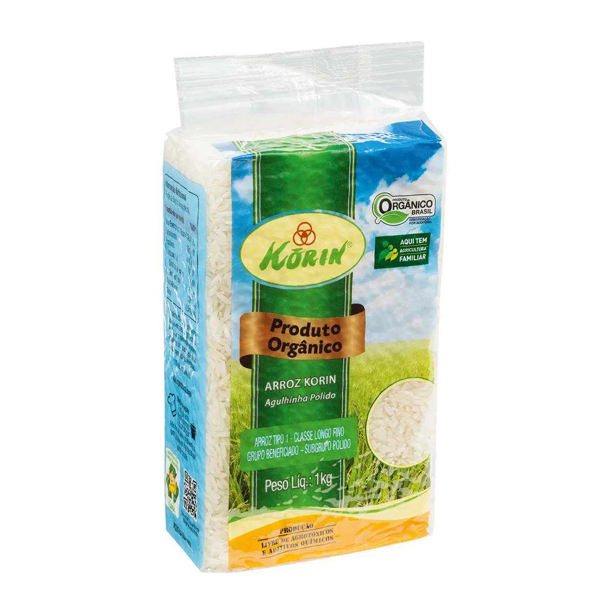 Arroz Agulhinha Polido Tipo 1 Orgânico Korin Pacote 1kg
