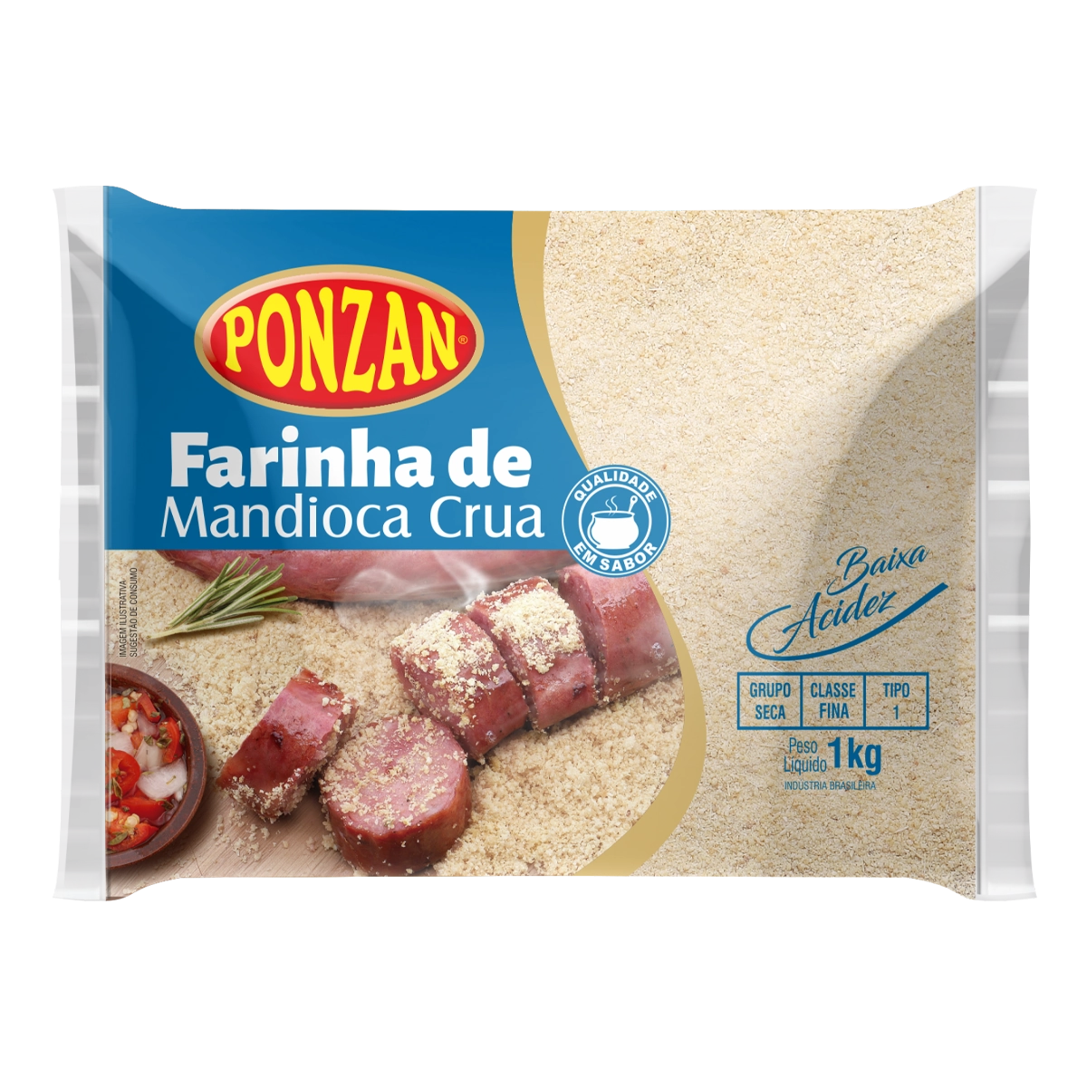 Far.mandioca Ponzan 1kg Crua