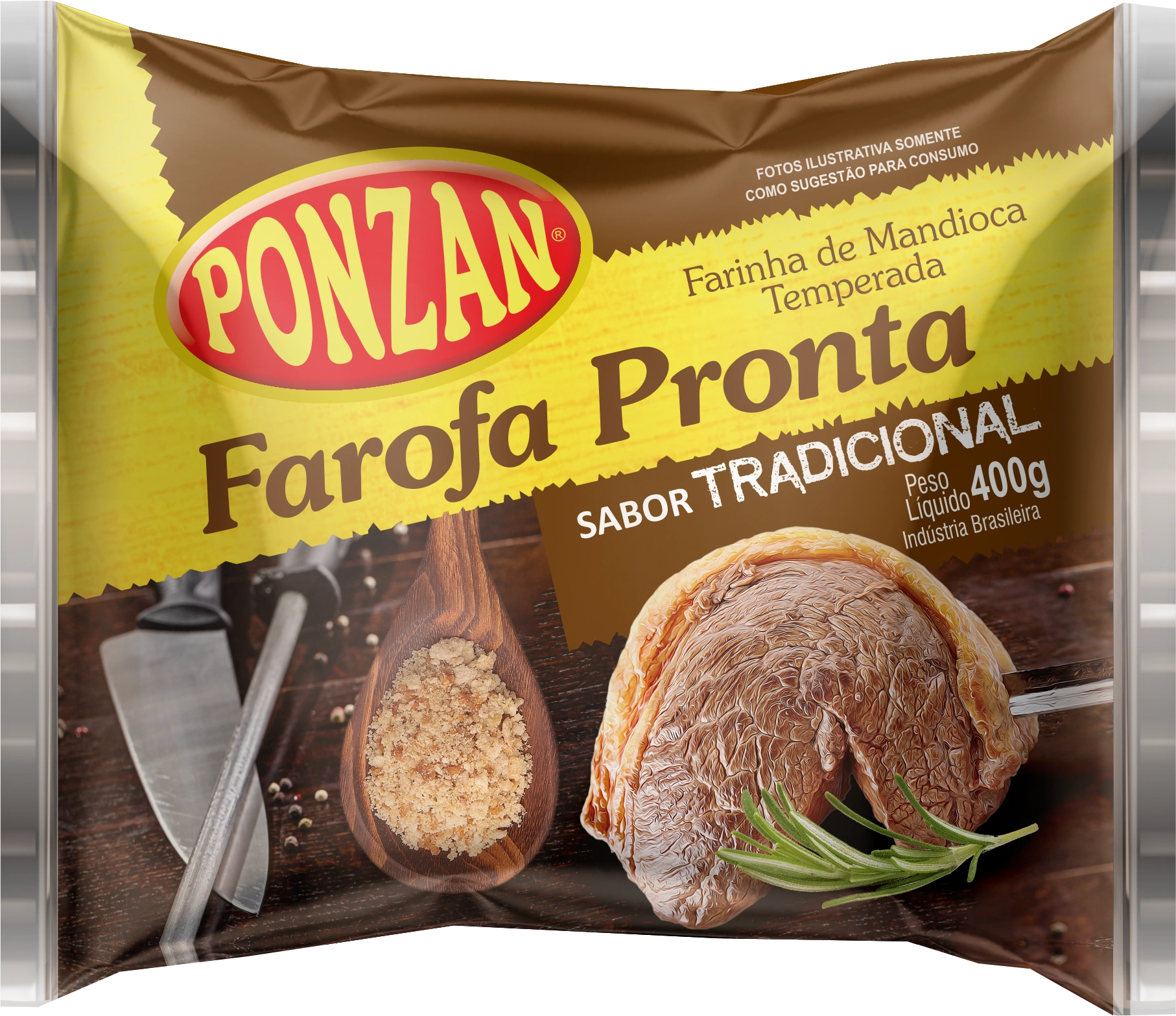 Farofa De Mandioca Tradicional Ponzan Pacote 400g