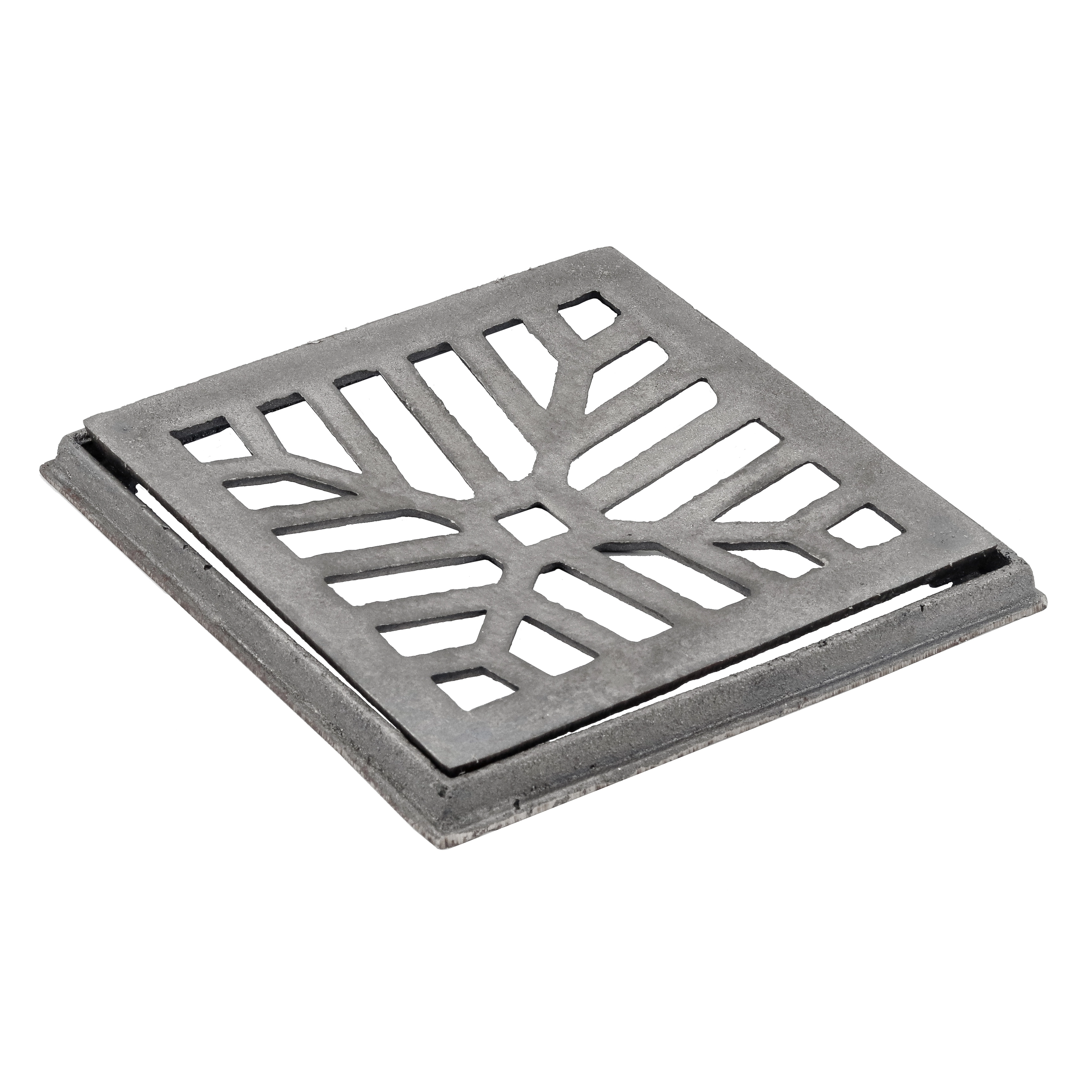 Conjunto Grelha e Porta Grelha Côncavo Externo Ferro Fundido 20x20cm Preto ABrazilian