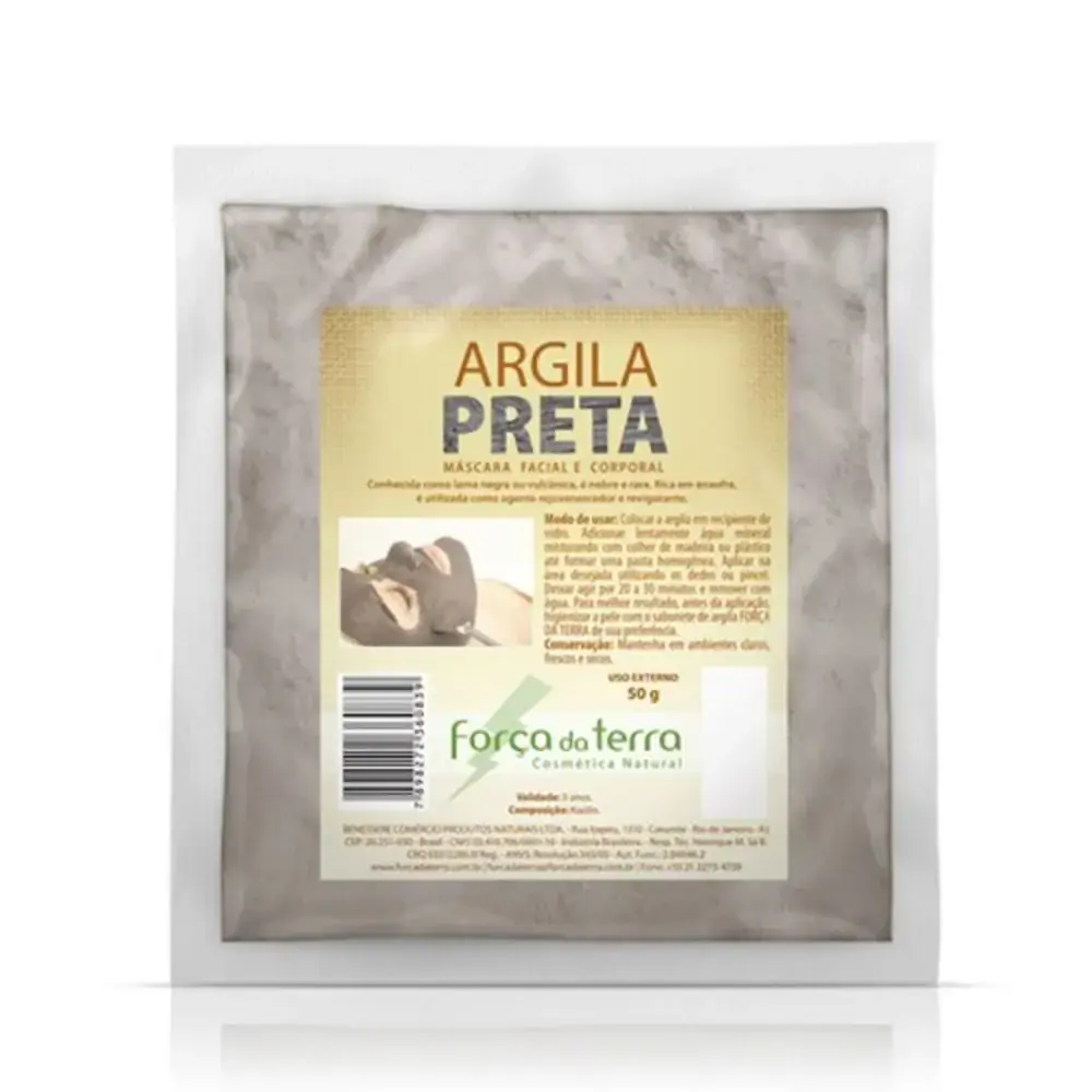 Argila Preta Mascara Facial E Corporal 50g Forca Da Terra