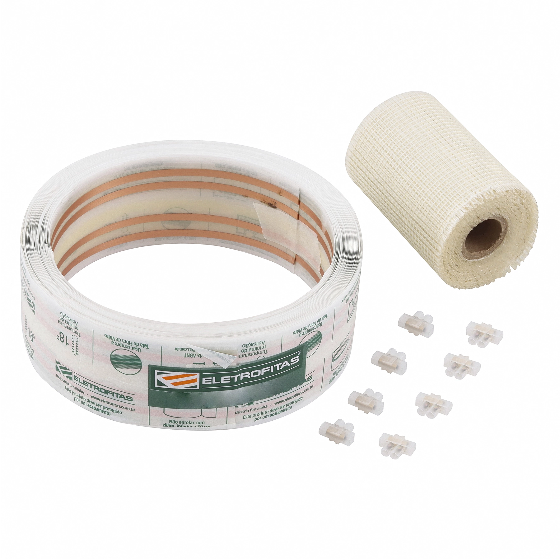 Kit Fita Elétrica Adesiva 5x4 8m 4 Pistas 10A 750V