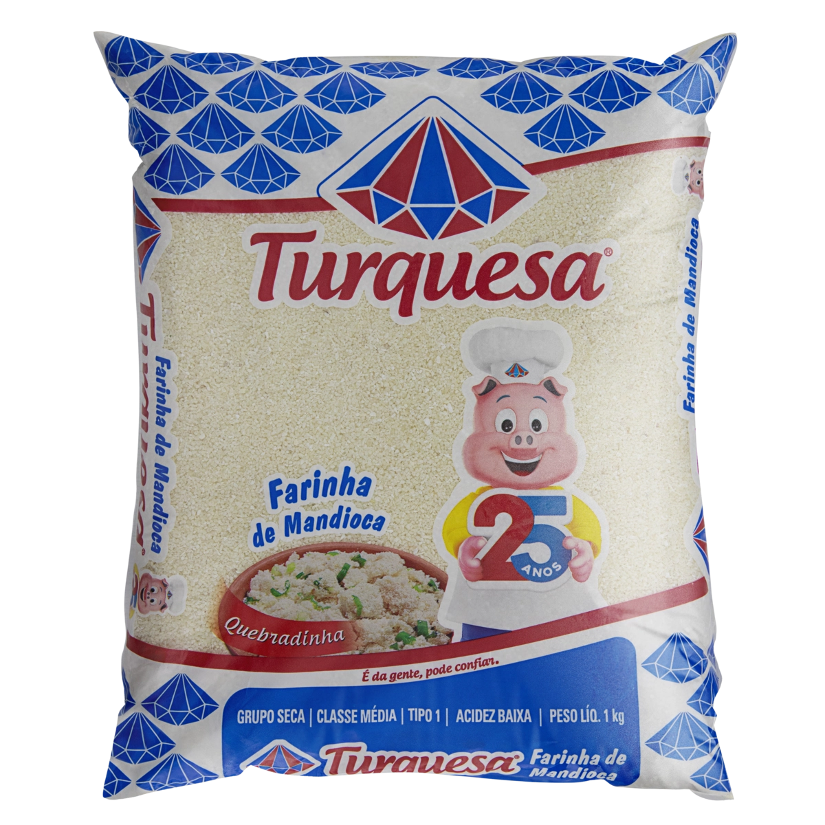 Farinha De Mandioca Tipo 1 Turquesa Pacote 1kg