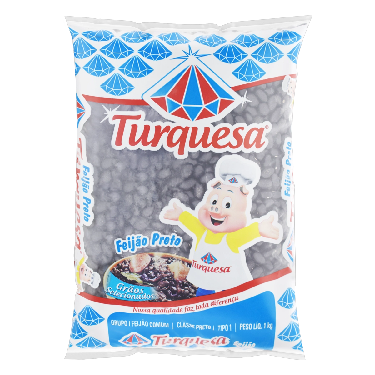 Feijão Preto Tipo 1 Turquesa Pacote 1kg