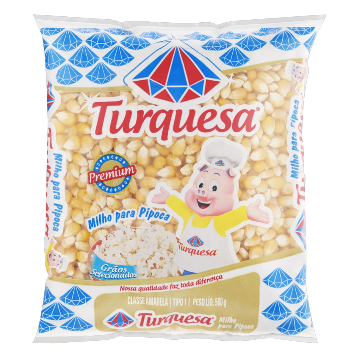 Milho Para Pipoca Tipo 1 Turquesa Premium Pacote 500g