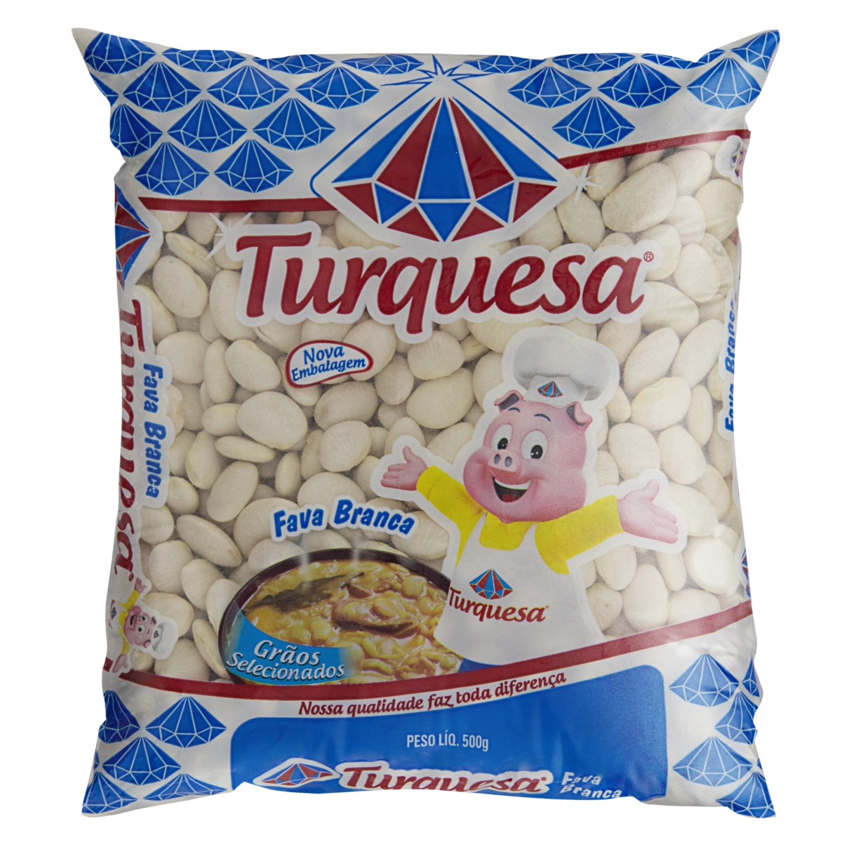 Fava Branca Turquesa Pacote 500g
