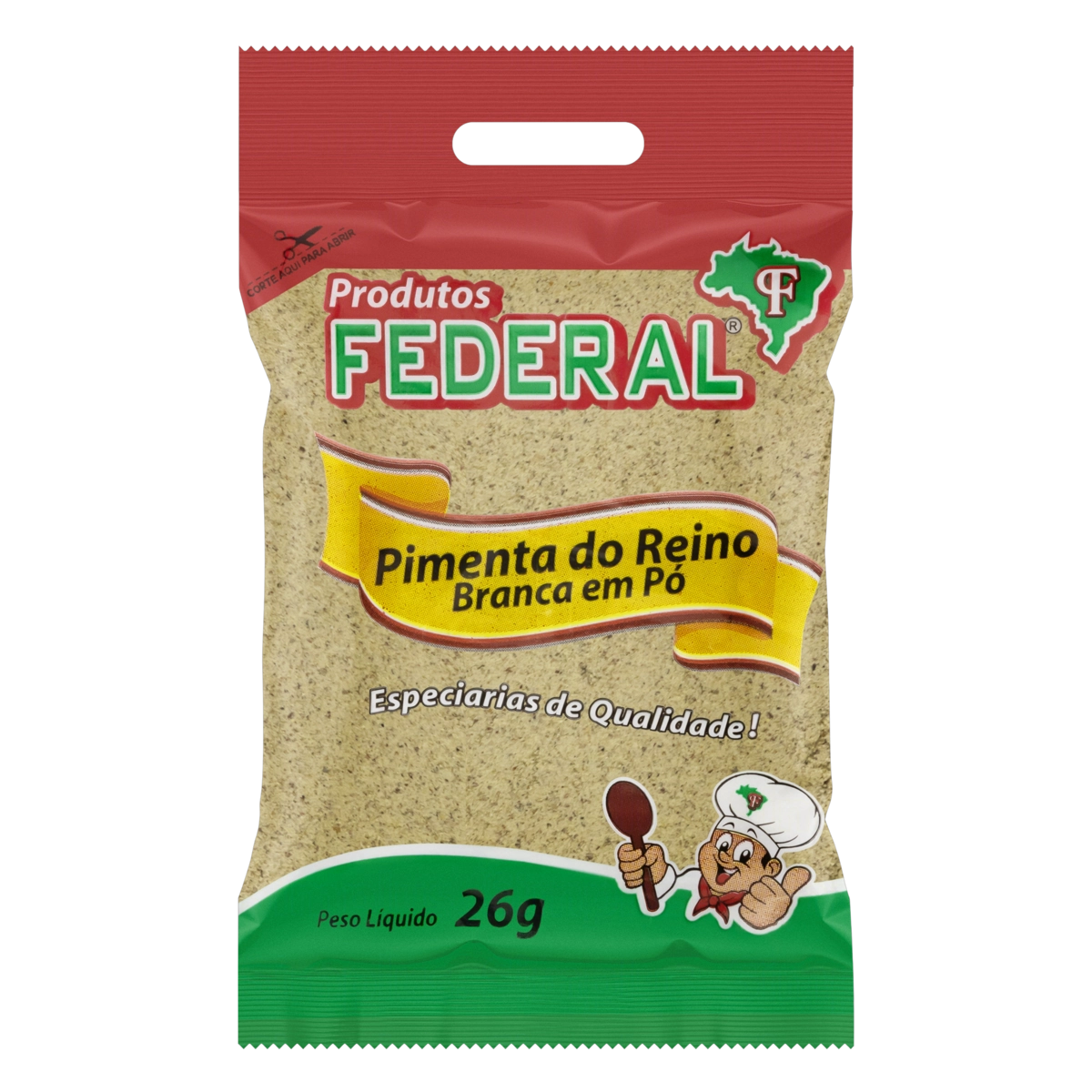Pimenta Do Reino Branca Pó Federal Pacote 26g