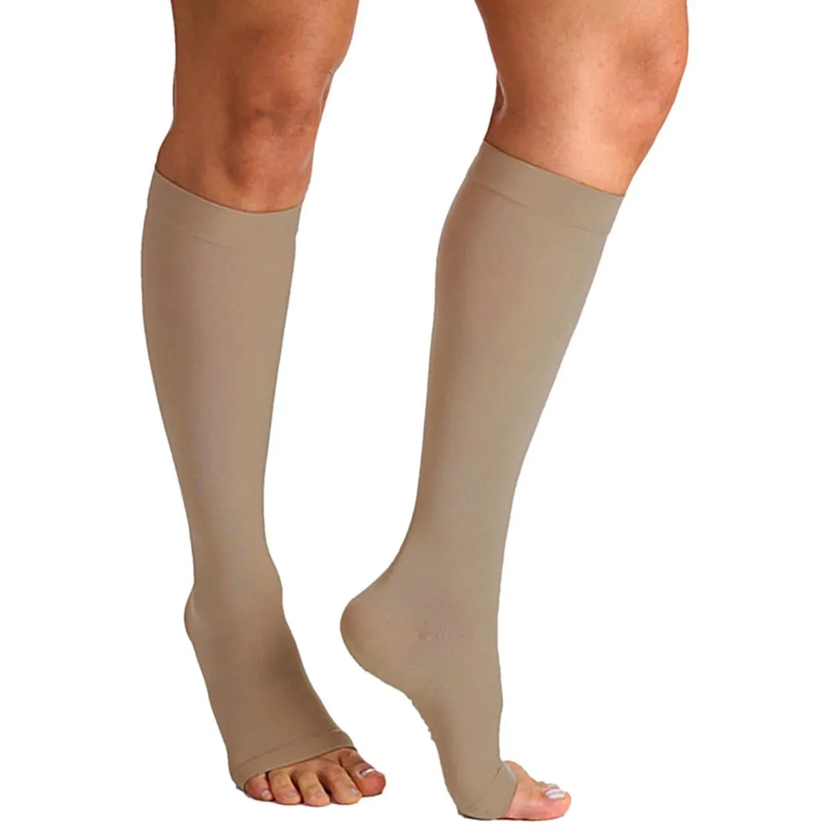 Meia 3/4 Select Comfort Premium Sigvaris - 15-20 mmHg - Aberta - Natural Escura - G2