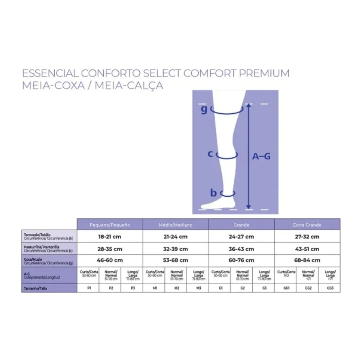 Meia 7/8 Essencial Conforto Sigvaris 15-20mmHg Natural Escuro Aberta P2