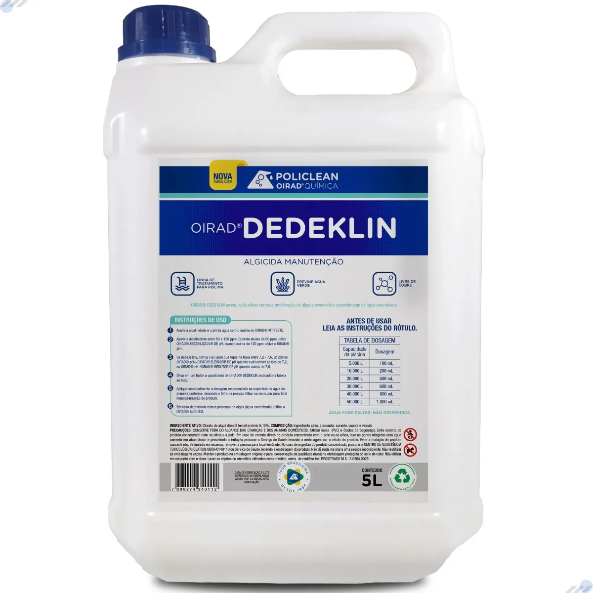 Dedeklin - Algicida Manutenção 05 L