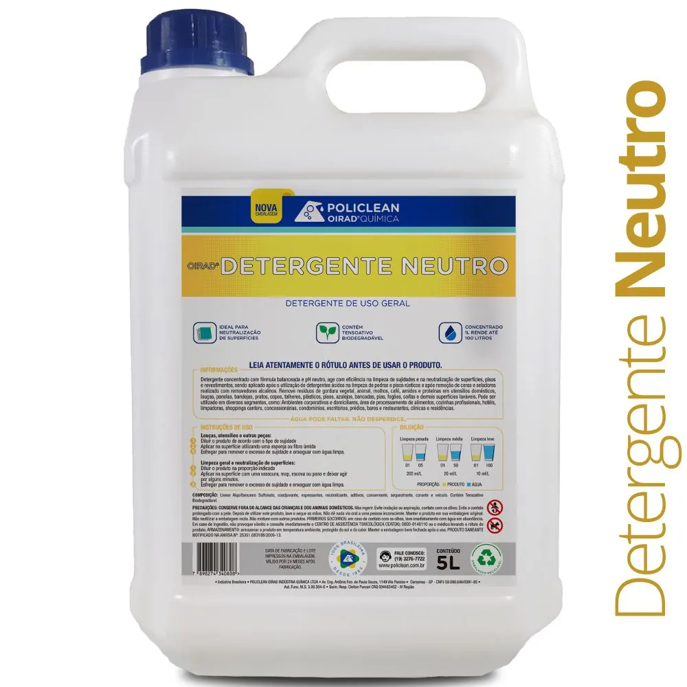 Detergente Neutro - Neutralizador De Superfícies 05 L