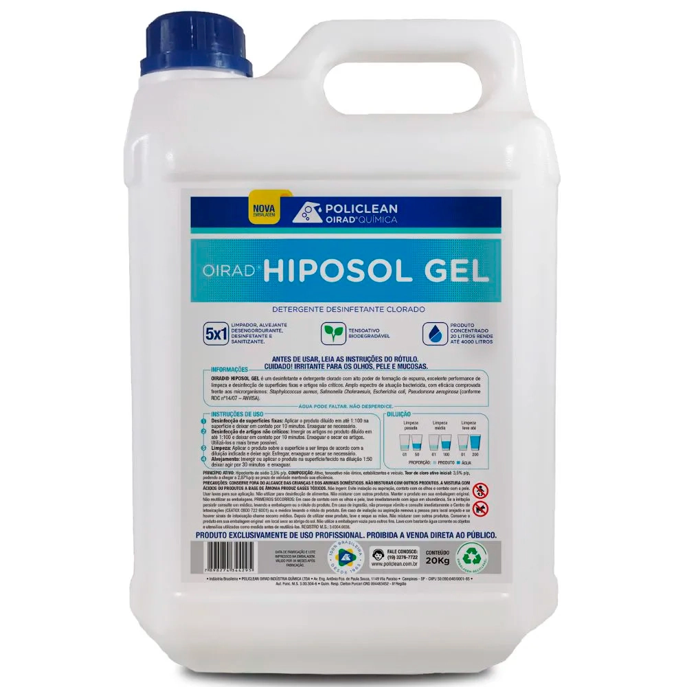 Hiposol Gel - Detergente Clorado 05 L
