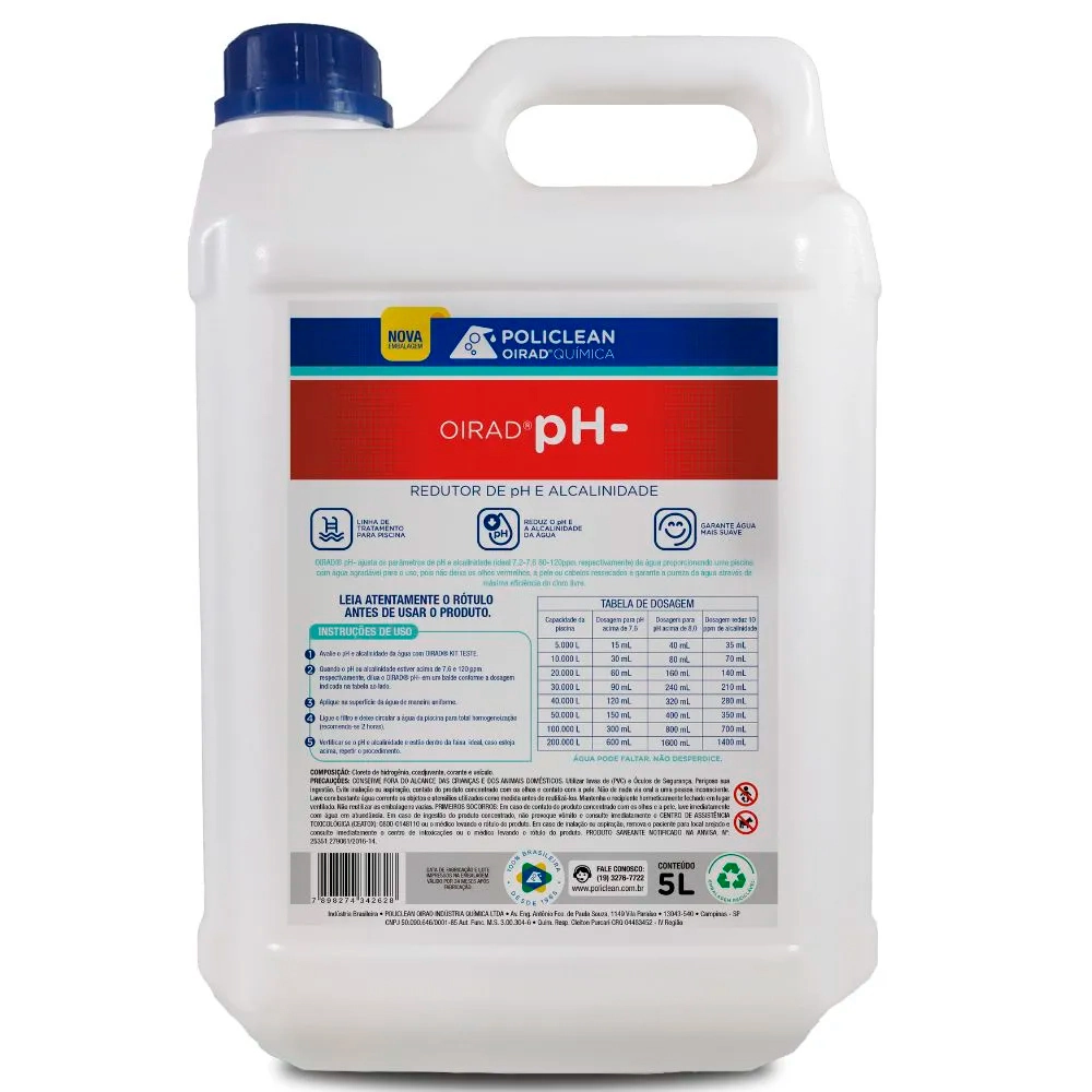Ph- Redutor De Ph E Alcalinidade 05 L
