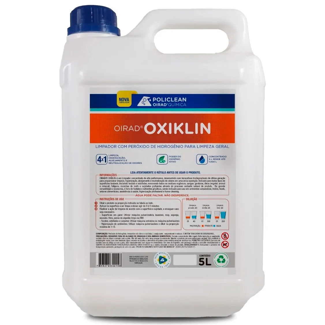 Oxiklin - Limpador Com Peróxido De Hidrogênio 05 L