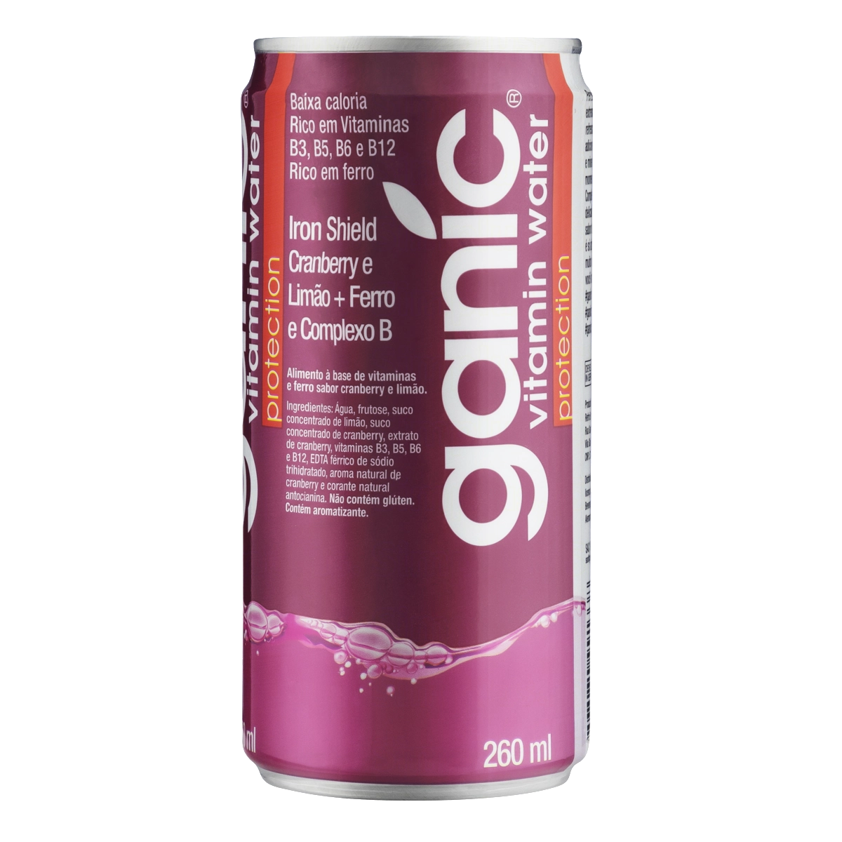 Bebida à Base De Vitaminas Cranberry E Limão Ganic Vitamin Water Protection Lata 260ml