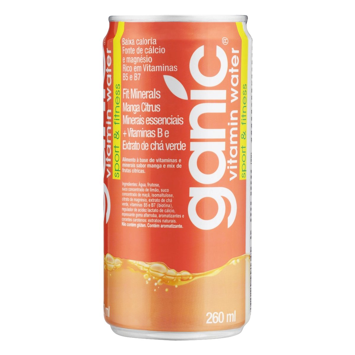 Bebida à Base De Vitaminas Manga Citrus Ganic Vitamin Water Sport Fitness Lata 260ml