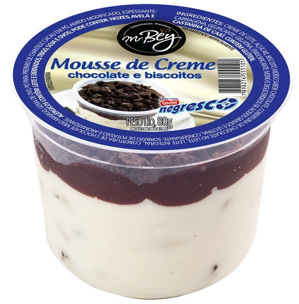 Mousse Congelado Creme Chocolate E Biscoito Negresco Mr. Bey Pote 80g