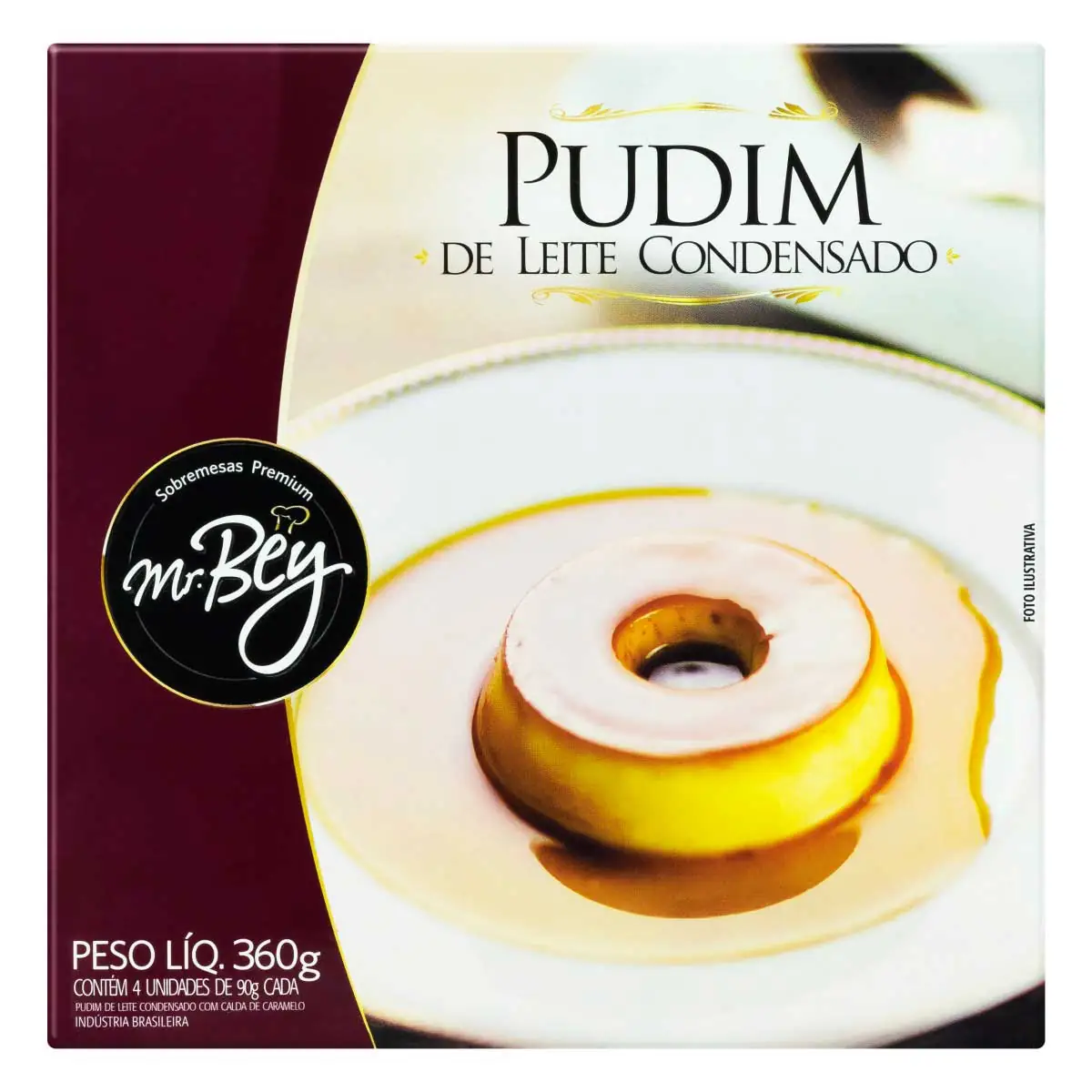 Pudim Leite Condensado Congelado com Calda de Caramelo Mr. Bey Premium 360g 4 Unidades