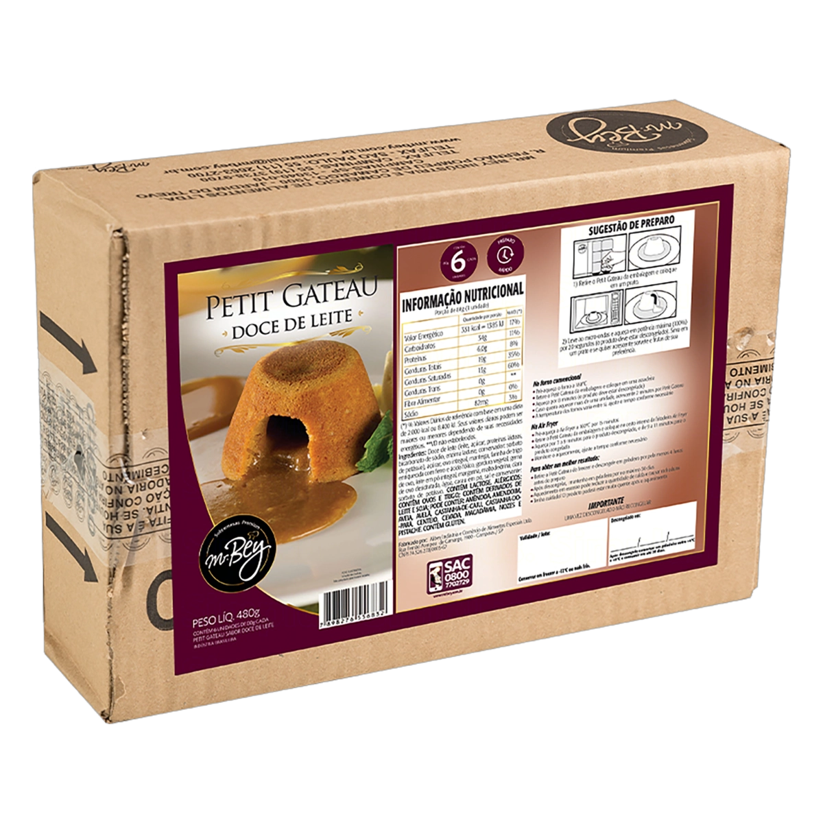 Petit Gâteau Congelado Doce De Leite Mr. Bey Sobremesas Premium Caixa 480g 6 Unidades