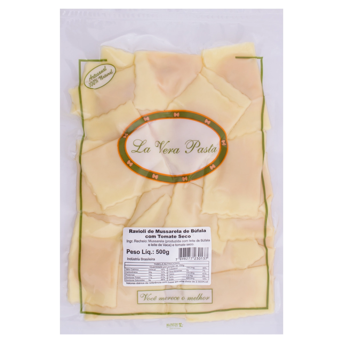 Ravioli com Recheio de Mussarela com Tomate LA VERA PASTA 500g
