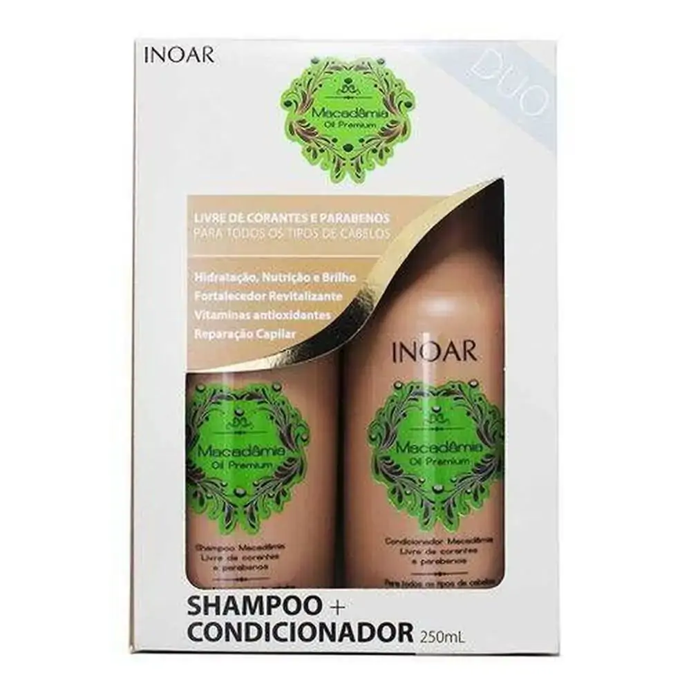 Inoar Kit Macadamia Shampoo Condicionador Masc Spray Oleo Leave