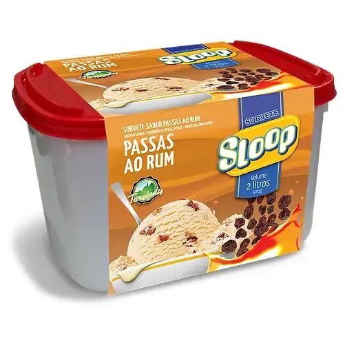 Sorvete Sloop Passas Ao Rum Pote 2l