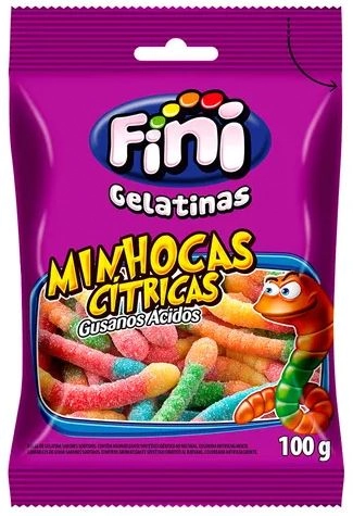 Bala De Gelatina Fini Minhocas Cítricas
