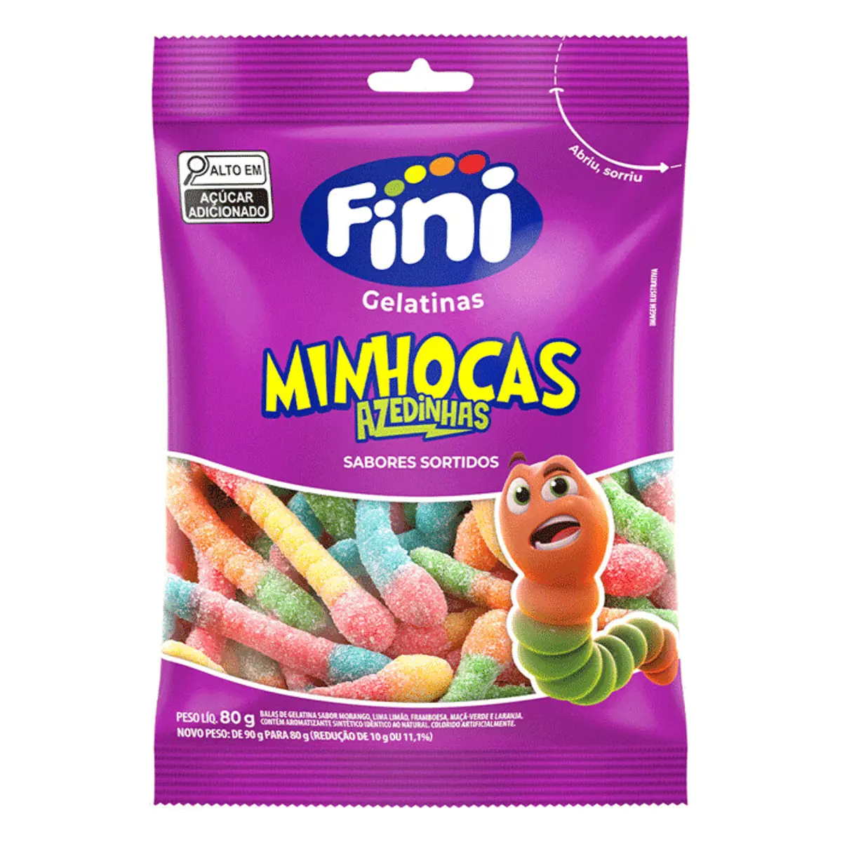 Bala de Gelatina Fini Minhocas Azedinhas 90g