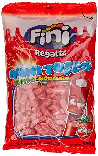 Bala Regaliz Fini Mini Tubes Morango ácido