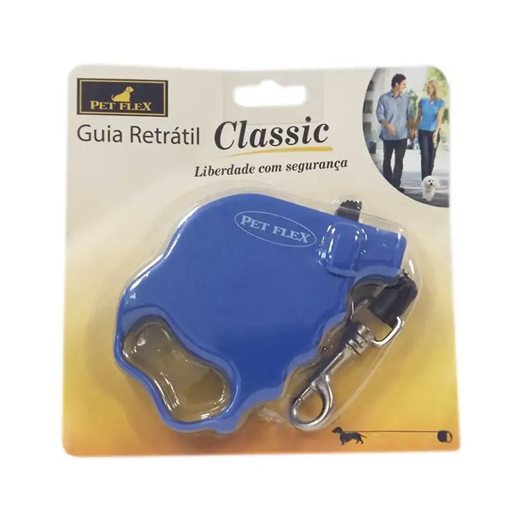 Guia Retratil 2mx18kg Azul Pet Flex