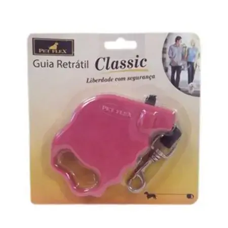 Guia Classic 18kg Rosa 2m Automãtica Pet Flex Un