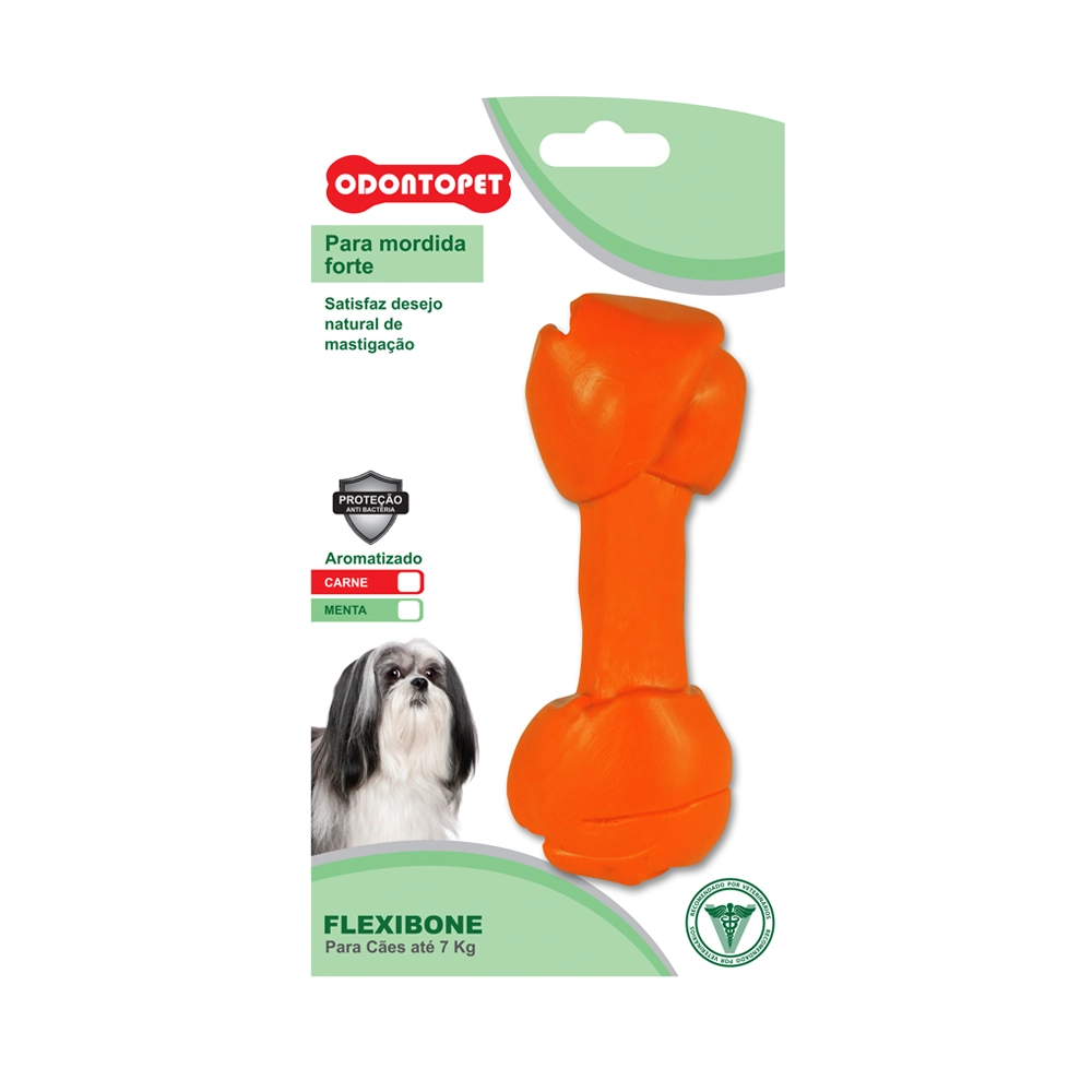 Brinquedo Osso Flexi Bone Laranja Odontopet Até 7kg