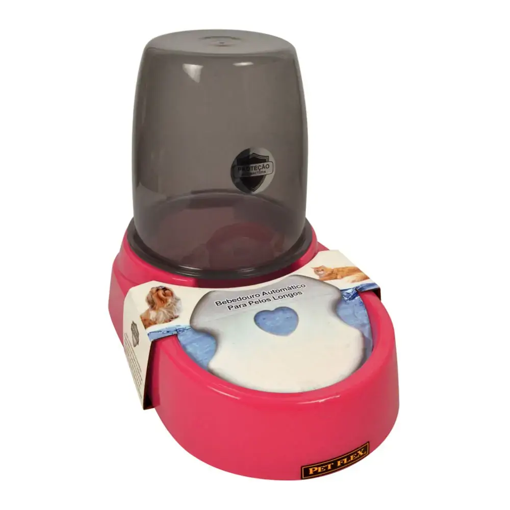 Bebedouro Automãtico Pelo Longo Rosa Pet Flex 1,8l