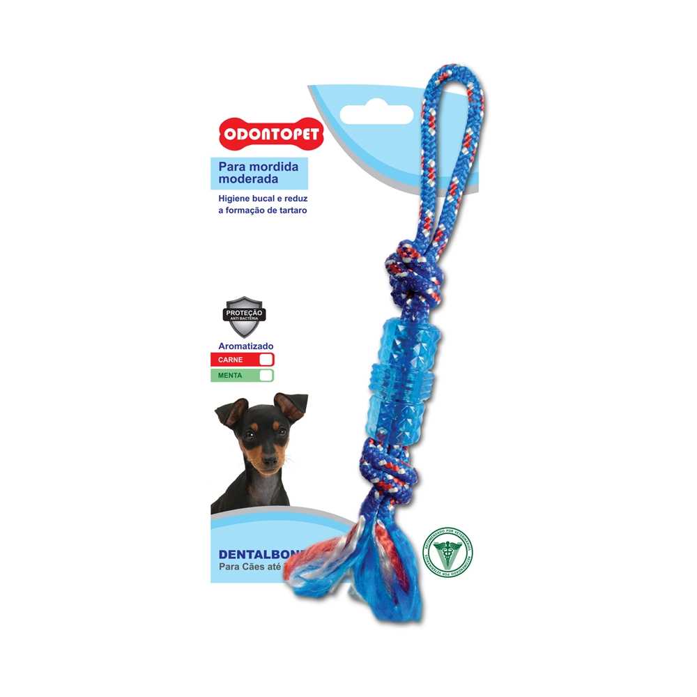 Brinquedo Dentalbone Tubo com Corda Odontopet Até 7kg