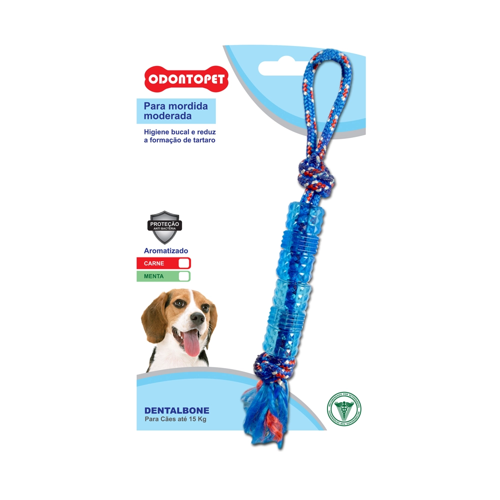 Brinquedo Dentalbone Tubo com Corda Odontopet Até 15kg