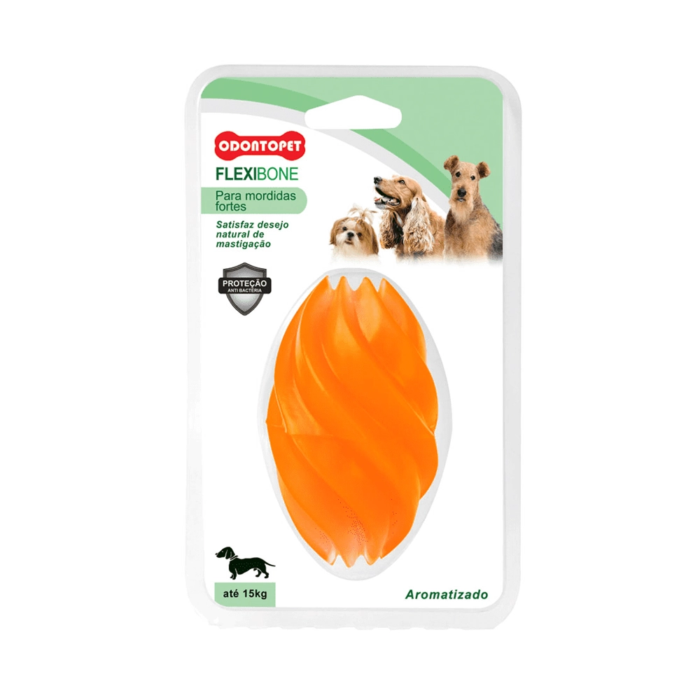 Bola Americana Flexi Bone Laranja Odontopet Até 15kg