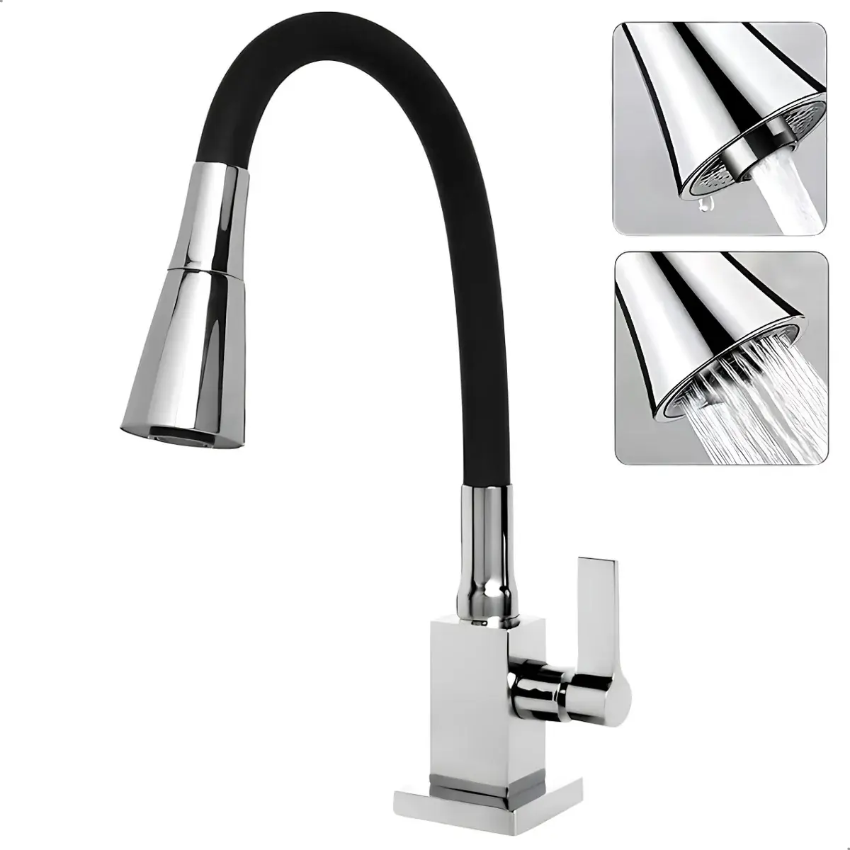 Sofisticação E Praticidade: Torneira Gourmet Casagrande Mundial, Corpo Quadrado, 2 Jatos E Tubo Flexível