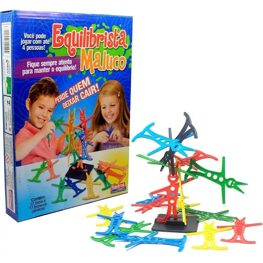 Equilibrista Maluco 18 Peças Jogo das Argolas Perde Quem Deixar Cair, Plasbrink 0112, +3 Anos - 4657