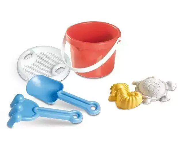 Kit de Praia com Baldinho Pazinha Rastelo Peneira e Forminhas